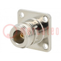 Socket; N; female; straight; 50Ω; soldering; PTFE; gold-plated