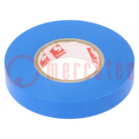 Tape: electrical insulating; W: 12mm; L: 25m; Thk: 0.13mm; blue; 180%