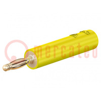 Adapter; 2mm banana; 10A; 30VAC; 60VDC; yellow; gold-plated; 36mm