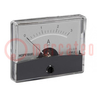 Ammeter; on panel; I DC: 0÷3A; Class: 2.5; 60x47mm