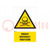 Znak bezpieczeństwa; ostrzegawczy; folia samoprzylepna; W: 200mm