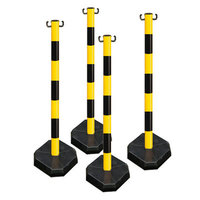 Kettenständerset Kunststoffpfosten, gelb/schwarz, 1 Set: 4 Pfosten, 6m-Kette