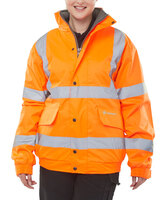 Beeswift High Visibility Fleece Lined Bomber Jacket Orange L