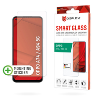 Displex Smart Glass (9H) für Oppo A74 4G/A94 4G, Montagesticker, unzerbrechlich