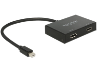 DeLOCK 87695 adaptador de cable de vídeo 0,3 m Mini DisplayPort 2 x DisplayPort Negro
