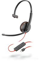 POLY Blackwire C3210 Headset Bedraad Hoofdband Kantoor/callcenter USB Type-C Zwart, Rood