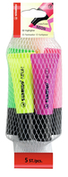 STABILO Neon Pack Marker Meißel Grün, Orange, Pink, Violett, Gelb