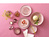 BITZ 821364 Speiseschüssel Snackschale Oval Steingut Grau, Pink 1 Stück(e)