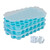 Relaxdays Silikon Eiswürfelform, 3er Set, wiederverwendbar, Silikonform, 37 sechseckige Eiswürfel, mit Deckel, hellblau