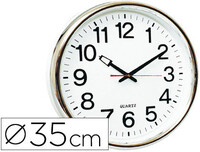 Reloj Q-Connect de Pared Plastico Oficina Redondo 35 cm Marco Blanco
