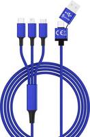 Smrter USB töltőkábel USB 2.0 USB-A dugó, USB-C® dugó, Apple Lightning dugó, USB mikro B dugó 1.20 m Kék SMRTER_HYDRA_ULT_NB