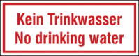 Hinweisschild - Kein Trinkwasser<br>No drinking water, Rot, 4 x 10 cm, Weiß