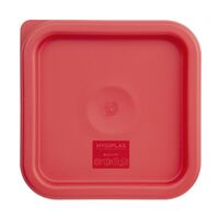 Vogue Square Food Storage Container Lid in Red Polycarbonate Small