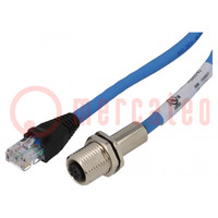 Adapter; M12 weiblich,RJ45-Stecker; Code D-Ethernet; PIN: 4; IP65