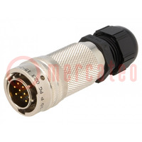 Connector: circular; plug; for cable; PIN: 10; male; soldering; 600V