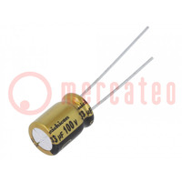Condensateur: électrolytique; THT; 33uF; 100VDC; Ø8x11,5mm; ±20%