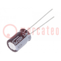Condensatore: elettrolitico; THT; 5,6uF; 250VDC; Ø8x11,5mm; ±20%