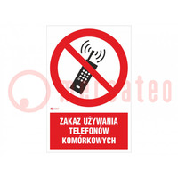 Panneau de sécurité; d'interdiction; PVC; W: 200mm; H: 300mm