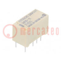Relay: electromagnetic; DPDT; Ucoil: 3VDC; Icontacts max: 2A; SMD