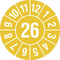 Jahresplakette mit 2-stelliger Jahreszahl, in Jahresfarbe, 500 St./Rolle, 2,0 cm Version: 26 - Prüfplakette 2026