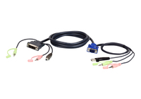 ATEN VGA USB to DVI KVM Cable 3m toetsenbord-video-muis (kvm) kabel Zwart, Blauw, Groen, Roze