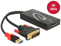 DeLOCK 0.3m, DVI 24+1 + USB-A/Displayport 20p 0,3 M DVI-D + USB HDMI Fekete