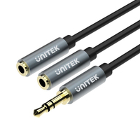 UNITEK Y-C956ABK kabel audio 0,2 m 3.5mm 2 x 3.5mm Czarny, Szary