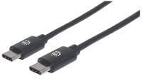 Manhattan USB 2.0 Typ C-Kabel, Typ C-Stecker auf Typ C-Stecker, 480 Mbit/s, 0,5 m, schwarz