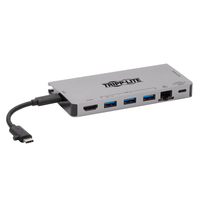 Tripp Lite U442-DOCK5D-GY Estación de Conexión USB C - 4K HDMI, USB 3.2 Gen 1, Hub USB A, GbE, Tarjeta de Memoria, Carga PD de 100W, Cable Desprendible, Gris