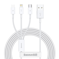 Baseus Superior kabel USB USB 2.0 1,5 m USB A USB C/Micro USB A/Lightning Biały
