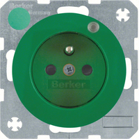Berker Steckdose mit Schutzkontaktstift und Kontroll-LED R.1/R.3 grün, glänzend