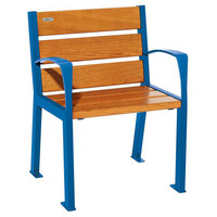 Silaos Wood and Steel Chair - RAL 5010 - Gentian Blue - Light Oak - With Armrests