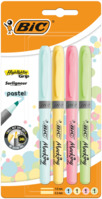 Textmarker BIC® Highlighter Grip pastel, 4-fach sortiert, Blister à 4 Stück