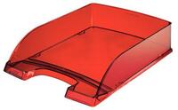 LEITZ Corbeille à courrier Plus. Dimensions (lxhxp) : 36x7x25,5 cm. Coloris Rouge transparent