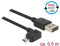 Kabel EASY-USB 2.0 Typ-A Stecker an EASY-USB 2.0 Typ Micro-B Stecker gewinkelt links / rechts, schwa