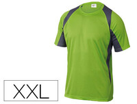 Camiseta Deltaplus Poliester Manga Corta Cuello Redondo Tratamiento Secado Rapido Color Verde-Gris Talla Xxl