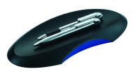 Stiftschale DELTA, 1 Fach, schwere Ausführung, Gummifüße, schwarz-blau