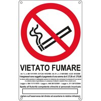 Cartello di Divieto - Vietato Fumare con Legge - 27x43 cm - E630105X (Bianco e R