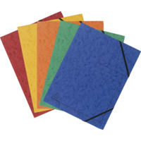 Packung mit 5 Eckspannmappen, mit Gummizug ohne Klappen, bedruckt, Colorspan-Karton 355g, für Format DIN A4 - Farben sortiert