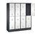 Armario guardarropa CLASSIC con zócalo, de dos pisos, 4 módulos, cada uno con 2 compartimentos, anchura de módulo 400 mm, gris negruzco / blanco tráfico.
