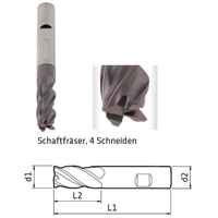 Schaftfräser DM 4mm, 4-Schneiden