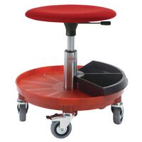 Industrial work stools - Upholstered seat, adjustment 460-650mm and plastic base with parts tray