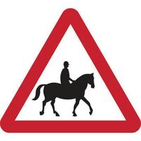 Accompanied horses or ponies likely ahead road sign