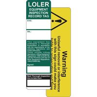 Loler (lifting operations and lifting equipment regulations) tag insert