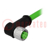 Stekker; M12; PIN: 4; vrouwelijk; code D-Ethernet; 1m; Isolatie: PVC