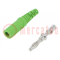 Plug; 4mm banana; 32A; 33VAC; 70VDC; green; non-insulated; 2.5mm2