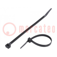 Cable tie; L: 200mm; W: 7.6mm; polyamide; 533N; black; Ømax: 50mm