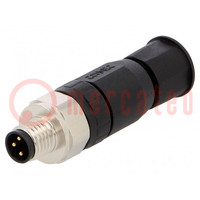 Connector: M8; male; PIN: 3; straight; for cable; plug; IP67; 4÷5.5mm