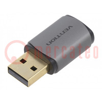 Adapter; USB-A-stekker,USB-C-aansluiting; verguld; grijs
