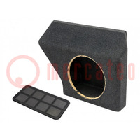 Car loudspeaker enclosure; MDF; black melange; textil; 250mm